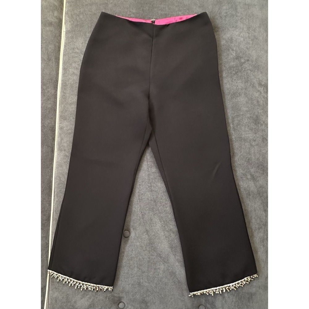 VTG Cachet Cropped Black and Crystal Rhinestones Pants‎ Size 6 READ